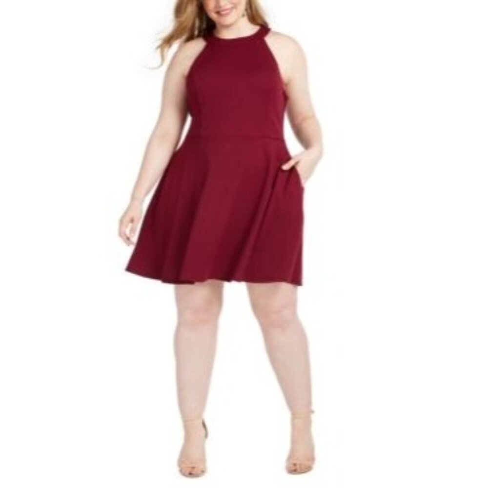 Speechless Plus Size Cutout Bow Back Fit & Flare Dress, New Magenta,